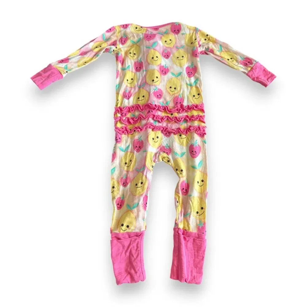 Birdie Bean Summer Ruffle Convertible Romper with Faces 3-6 Months - Picture 2 of 2